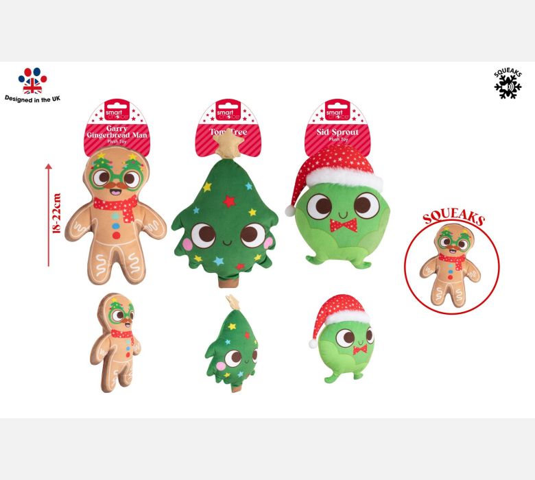 Squeaky Plush Christmas Dog Toy - Choice of 3 Designs