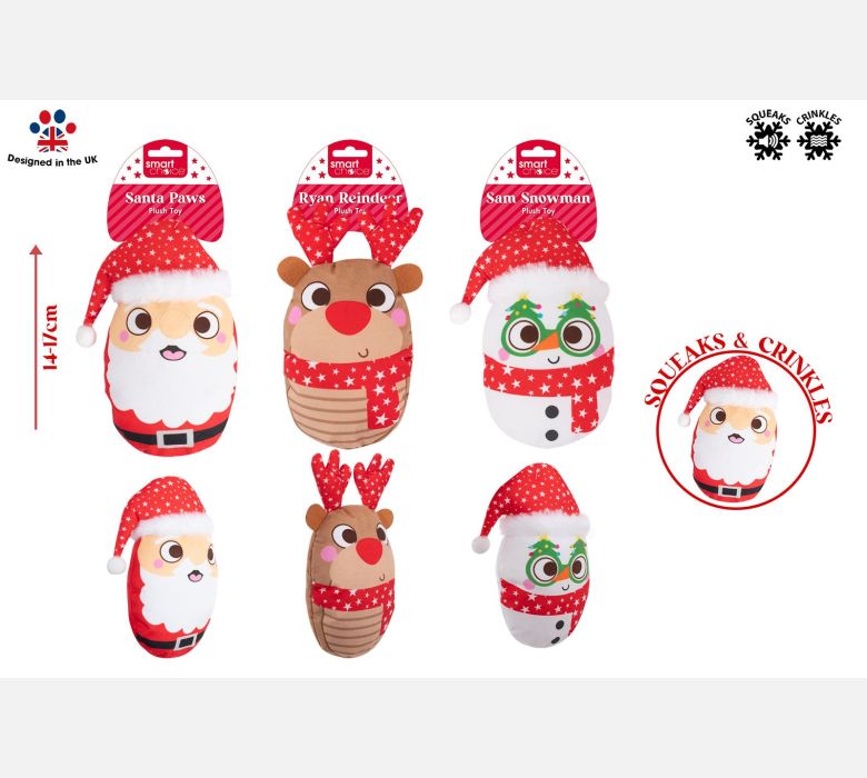 Squeaky Crinkle Plush Toy - Choice of 3 Designs