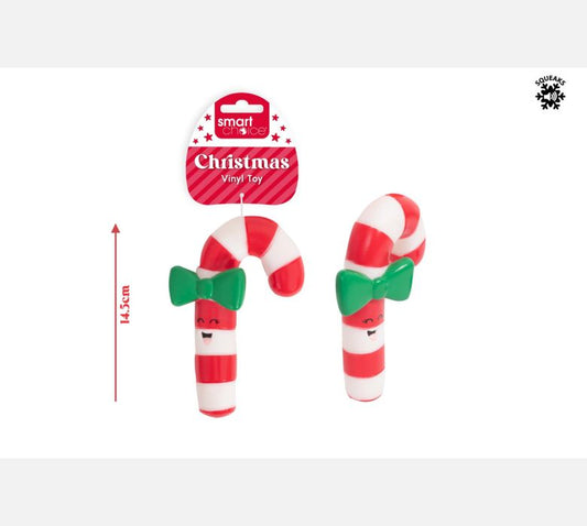 Squeaky Vinyl Candy Cane Dog Toy