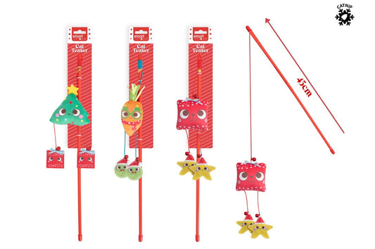 Xmas Plush & Feather Cat Teaser - Choice of 3 Designs