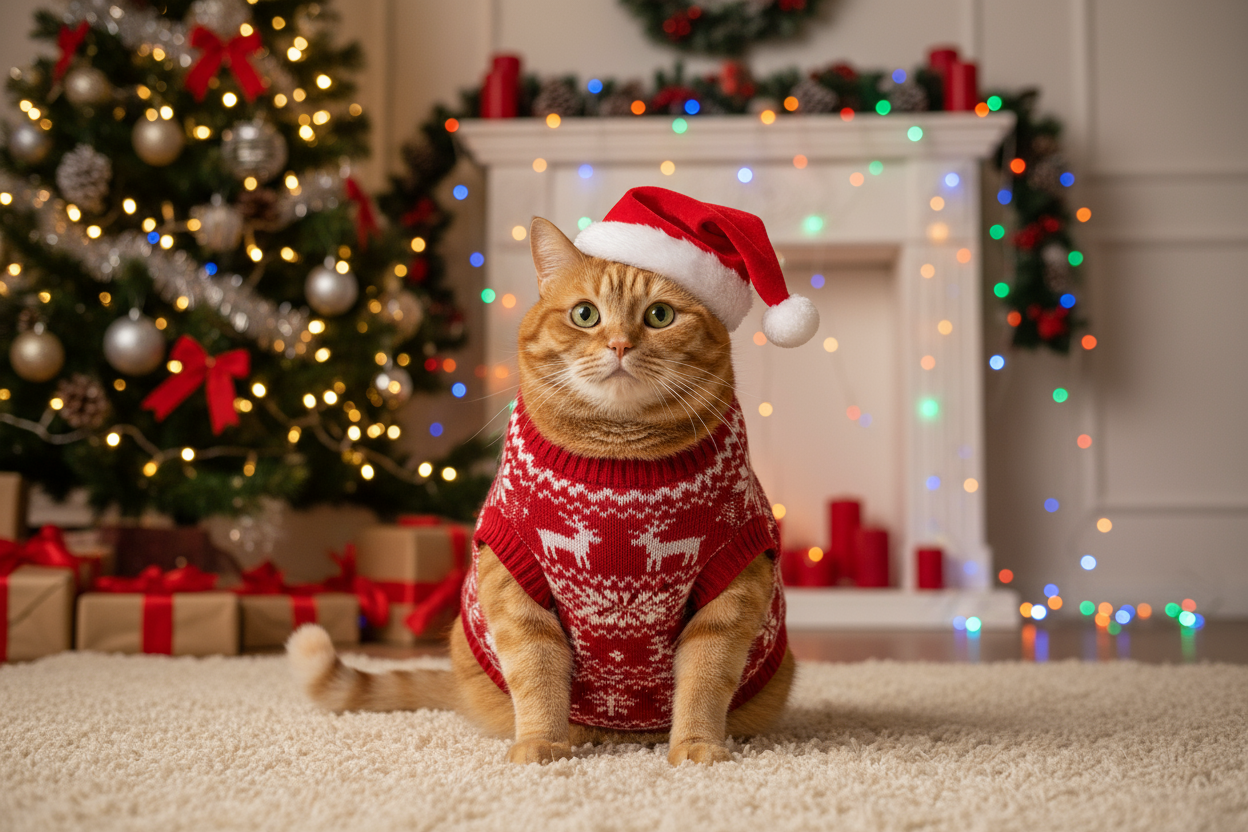 cat in christmas outfit